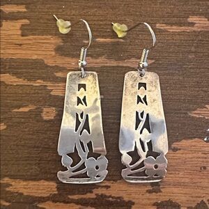 Art Nouveau Mom & Dad Salvaged Metal Ware (Sterling) Earrings